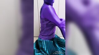 Japanese Zentai Crossdresser Wearing Satin Shiny Outfit