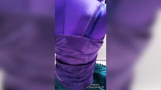 Japanese Zentai Crossdresser Wearing Satin Shiny Outfit