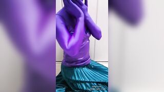 Japanese Zentai Crossdresser Wearing Satin Shiny Outfit