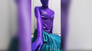 Japanese Zentai Crossdresser Wearing Satin Shiny Outfit