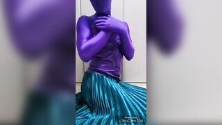 Japanese Zentai Crossdresser Wearing Satin Shiny Outfit