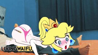 21 YEARS REAL Anime Waifu in Hentai Cosplay : MARIO ´s PEACH Shaking Japanese PRINCESS Animation Ass