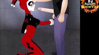 Harley Quinn BLOWJOB CUM Mouth Deepthroat Hentai Fellatio  giving Head Cum Eruption DC Batman