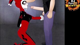 Harley Quinn BLOWJOB CUM Mouth Deepthroat Hentai Fellatio  giving Head Cum Eruption DC Batman