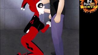 Harley Quinn BLOWJOB CUM Mouth Deepthroat Hentai Fellatio  giving Head Cum Eruption DC Batman