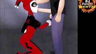 Harley Quinn BLOWJOB CUM Mouth Deepthroat Hentai Fellatio  giving Head Cum Eruption DC Batman