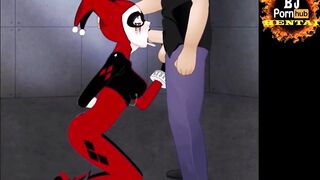 Harley Quinn BLOWJOB CUM Mouth Deepthroat Hentai Fellatio  giving Head Cum Eruption DC Batman