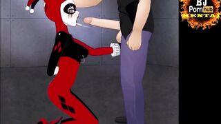 Harley Quinn BLOWJOB CUM Mouth Deepthroat Hentai Fellatio  giving Head Cum Eruption DC Batman