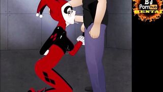 Harley Quinn BLOWJOB CUM Mouth Deepthroat Hentai Fellatio  giving Head Cum Eruption DC Batman