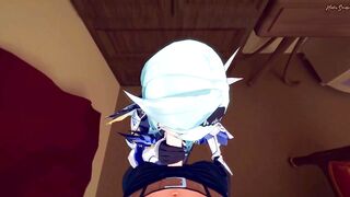 Eula POV Sucking Dick and Swallowing Cum - Genshin Impact Hentai