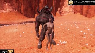 Furry Minotaur and Girl 60 FPS 4K Animation