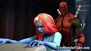 Blue skinned 3D cartoon babe gets fucked by Deapdool