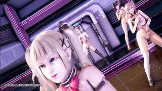 [MMD] PinkCat Naked Dance Nyotengu Ayane Kasumi Marie Rose Honoka Mai Shiranui DOA Erotic Dance