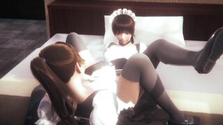 Two Lesbian Maid Scissoring with Clothed