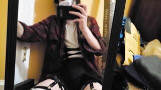 Cute Femboy Trap Shows off in the Mirror