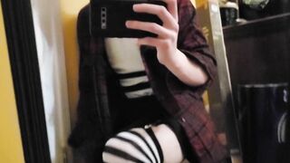 Cute Femboy Trap Shows off in the Mirror