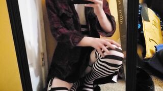 Cute Femboy Trap Shows off in the Mirror