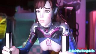 Dva Gets Penetrated by Mechanical Bull while Playing Video Games