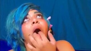 Blue Hair Scene Queen Strip Teaser! Høney Valencia!