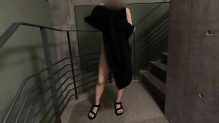 Naked Exposed in the Hotel's Stairs