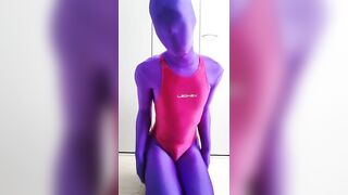 Japanese Zentai Crossdresser taking off Sailorset School Uniform