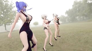 【R18-MMD】Azur Lane 碧藍航線 Saint Louis+ Haku 路易九世 + 弱音 - Step