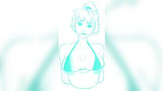 Breast Expansion GIF Speedpaint, Drawing Process Vertical Video