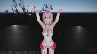 MMD SFW 4k Sexy Pink Misaka Bondage Bikini - Crab Rave - 1078