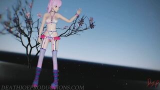 MMD SFW 4k Sexy Pink Misaka Bondage Bikini - Crab Rave - 1078