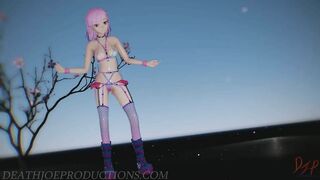 MMD SFW 4k Sexy Pink Misaka Bondage Bikini - Crab Rave - 1078