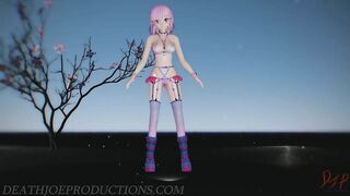 MMD SFW 4k Sexy Pink Misaka Bondage Bikini - Crab Rave - 1078