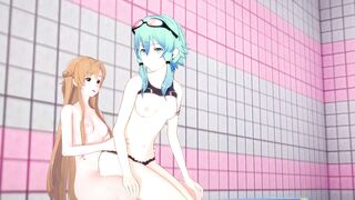 [sword Art Online]Futa Asuna x Sinon(3d Hentai)