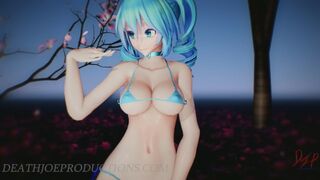 SFW MMD 4k UHD Blue & Red Bikini - Miku & Mitsu in Chocolate Cream - 1075