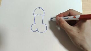 Draw an Illustration of a Dick. then Write a Word that Means Dick in Japanese.