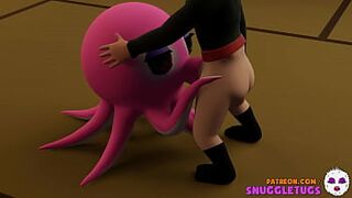 Ninja and OctoGirl Octopus Japanese 3D Hentai t. Cartoon blowjob