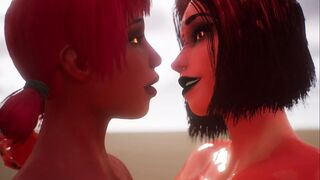 2 Demonic Girls Fuck Each other - 3D Animation