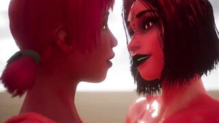 2 Demonic Girls Fuck Each other - 3D Animation