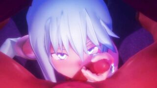 Aqua Warms You Up Under The Table - KONOSUBA - Footjob - Deepthroat - Sex MMD