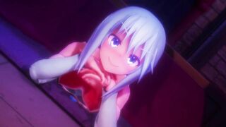 Aqua Warms You Up Under The Table - KONOSUBA - Footjob - Deepthroat - Sex MMD