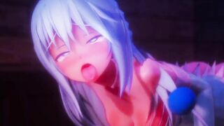 Aqua Warms You Up Under The Table - KONOSUBA - Footjob - Deepthroat - Sex MMD