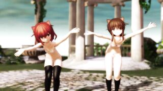 【MMD】Kokuhaku Biyori Desu! (2 cute cat girls) 【R-18】