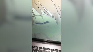 Jerking off hard on a cool hentai anime