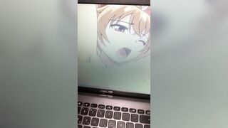 Jerking off hard on a cool hentai anime