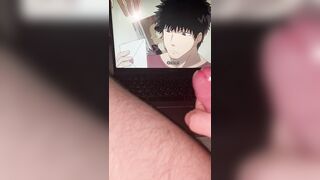 Jerking off hard on a cool hentai anime