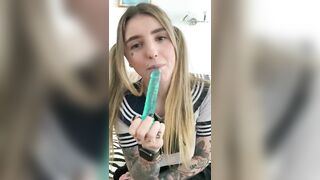 teen sucks dildo