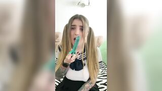 teen sucks dildo