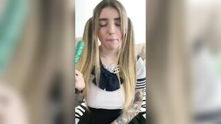 teen sucks dildo