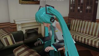 3D HENTAI Hatsune Miku rides your cock and gets cum in pussy