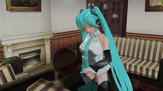 3D HENTAI Hatsune Miku rides your cock and gets cum in pussy