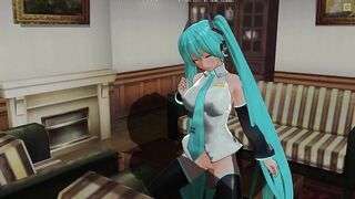 3D HENTAI Hatsune Miku rides your cock and gets cum in pussy